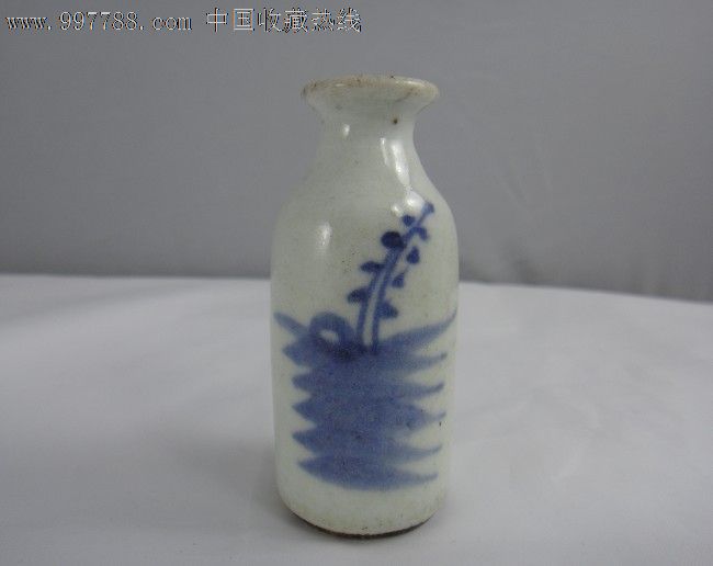 小步古玩※包真品清代青花瓷器:小观音瓶