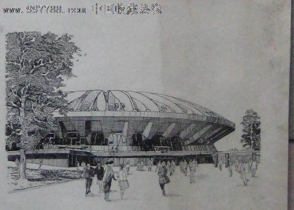 80年代大画幅精品建筑设计稿—徒手钢笔画