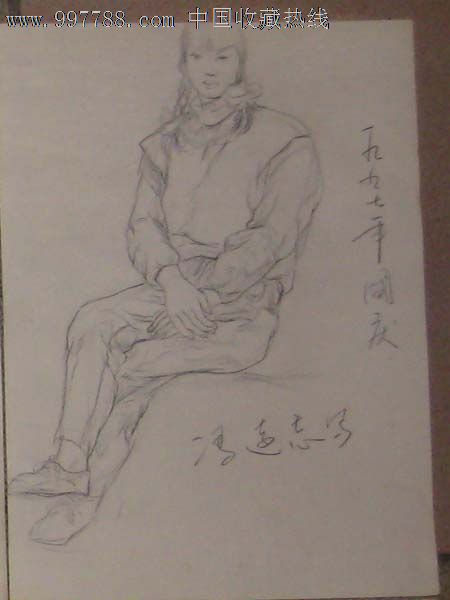 美院学生铅笔速写画稿—美女学生_素描/速写【西画专营店】_第1张
