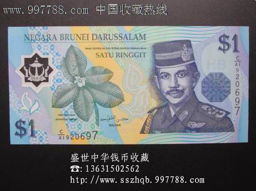 文莱1元(1林吉特塑料币)