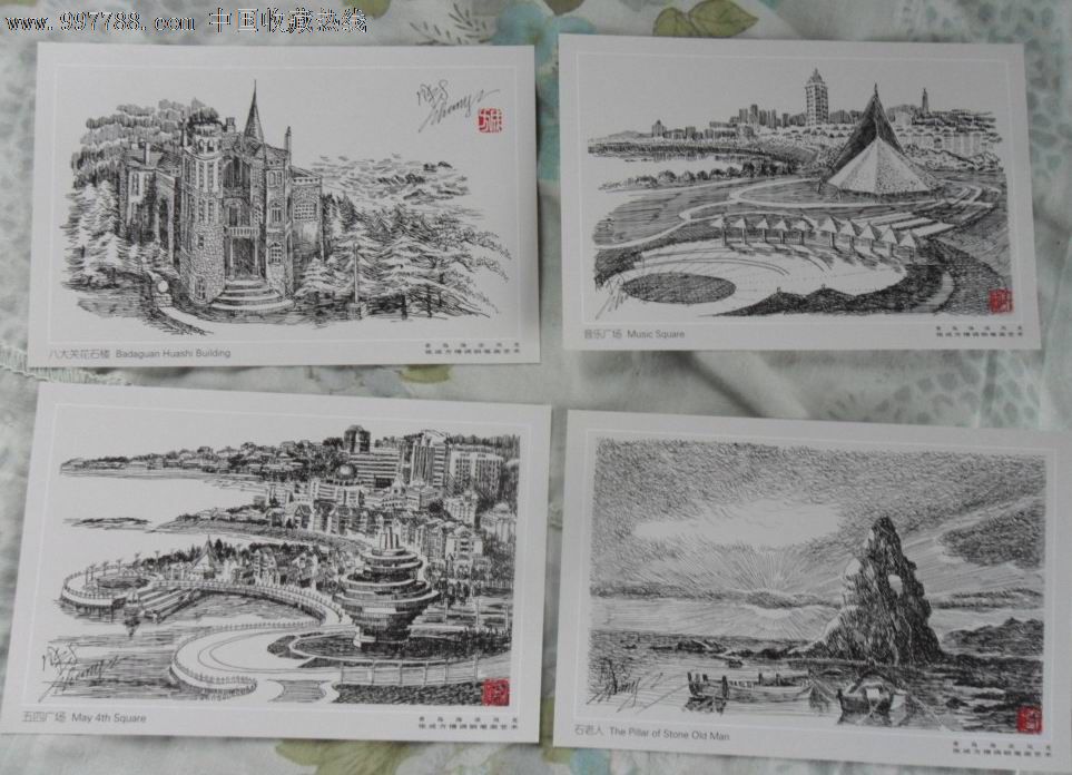 青岛海滨风光(张成方情调钢笔画艺术)