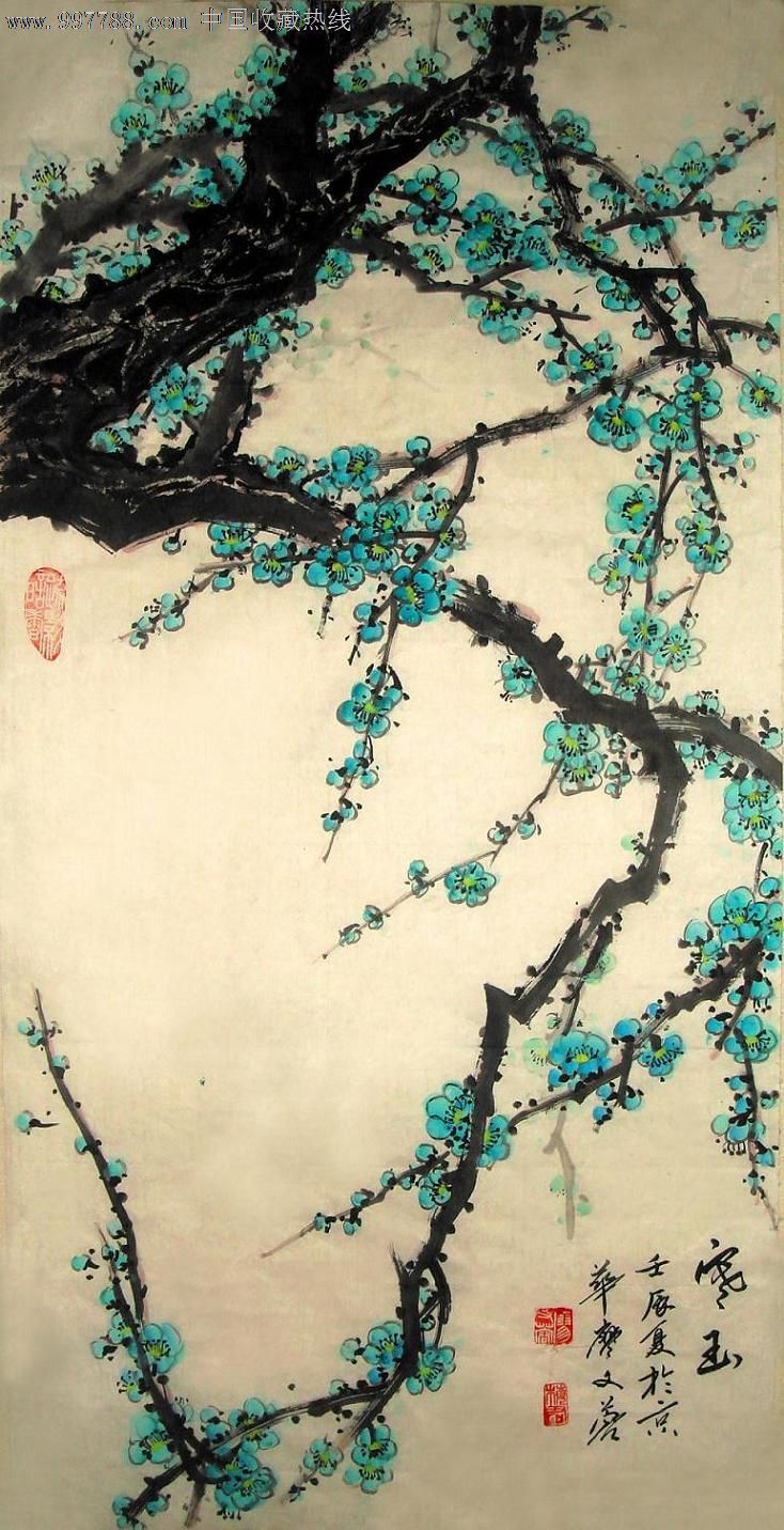 《寒玉》●国画绿梅50cm*100cm