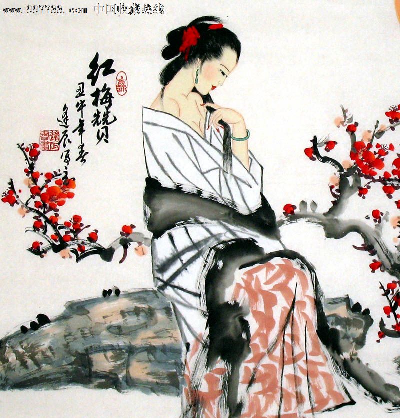 胡逢辰国画仕女画装饰19816