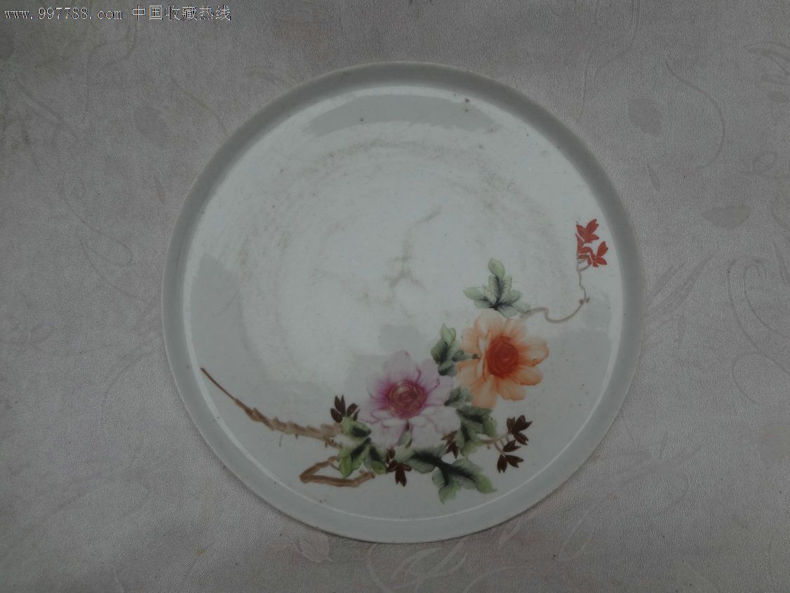se12784591,牡丹花卉纹陶瓷盘赏盘 属性:粉彩,60-66年,釉上彩,花卉