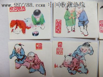 80年代"古代婴戏图"贴花6枚一套全