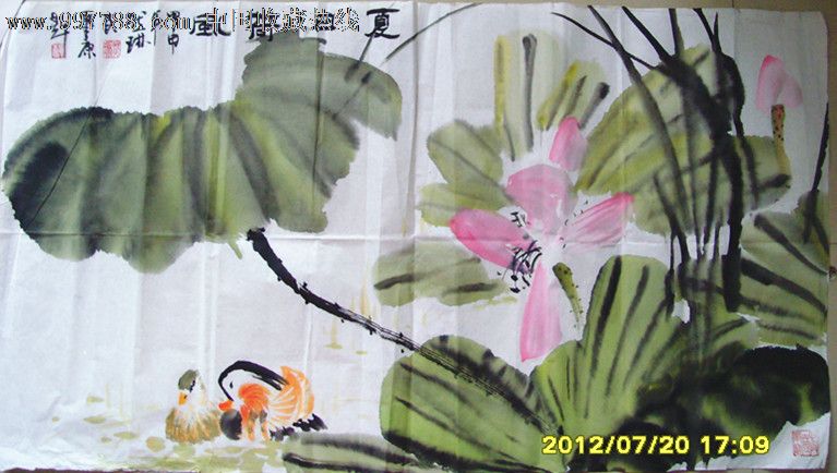 夏日荷风_花鸟国画原作【东岭书画苑】_第1张_7788字画网