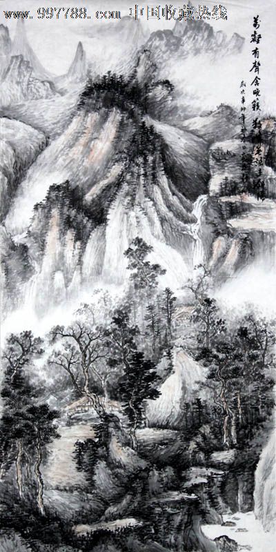 石庄国画山水画四尺万籁有声含晚籁21424