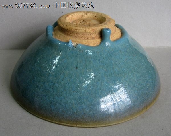 古瓷器老窑瓷器钧窑天蓝釉紫斑大碗【大开门!好品相!精美】
