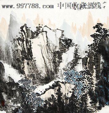 画家艾君山水画——《山中一夜雨》(保真)