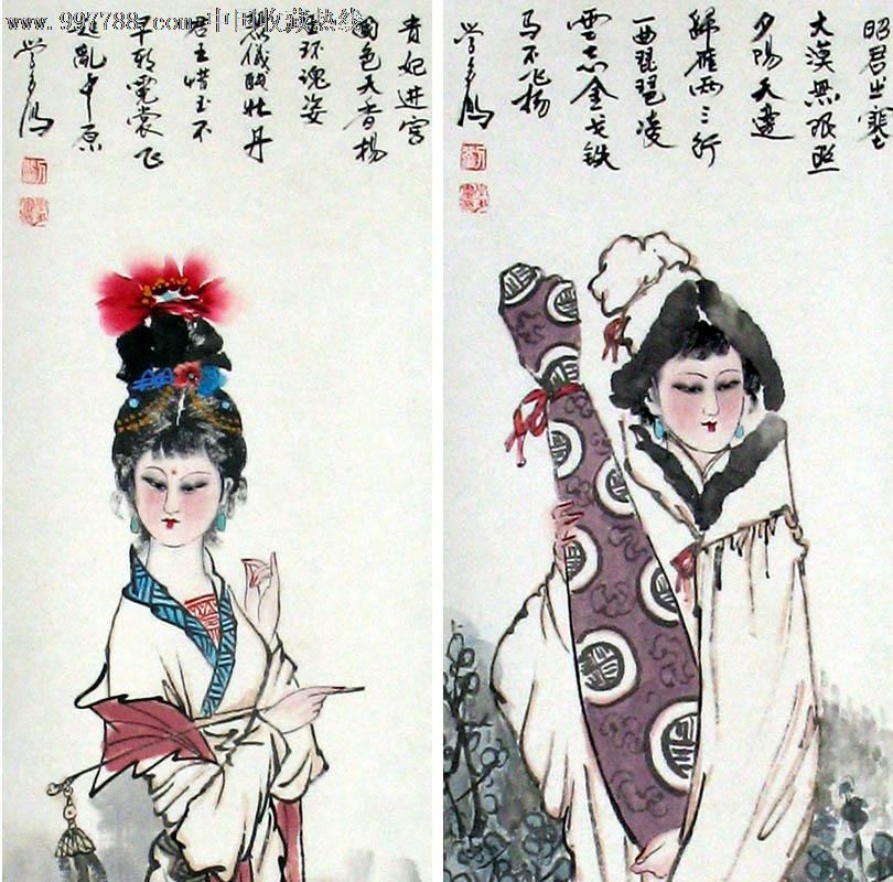 刘学多人物画,四大美女,精美礼品装饰画,推荐收藏,z1908_人物国画原作