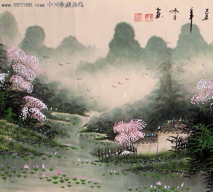 立轴类王时飞山水画鸟语花香精美礼品装饰画推荐收藏z2542