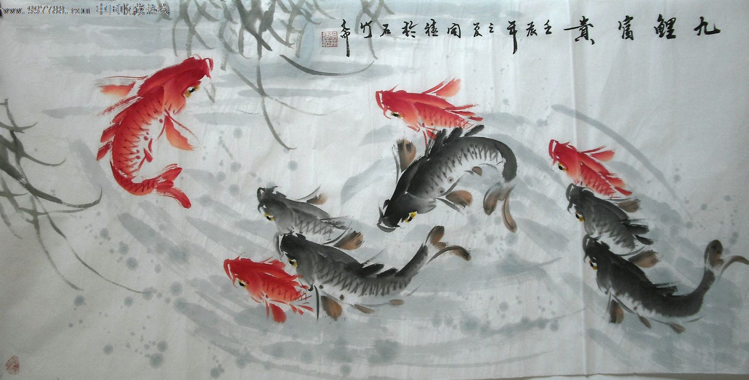 胡开禧斗方鱼1-se13502188-花鸟国画原作-零售-7788收藏__中国收藏