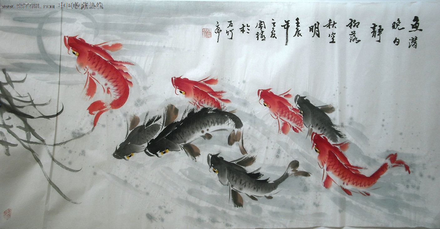 胡开禧斗方鱼1-se13502205-花鸟国画原作-零售-7788收藏__收藏热线