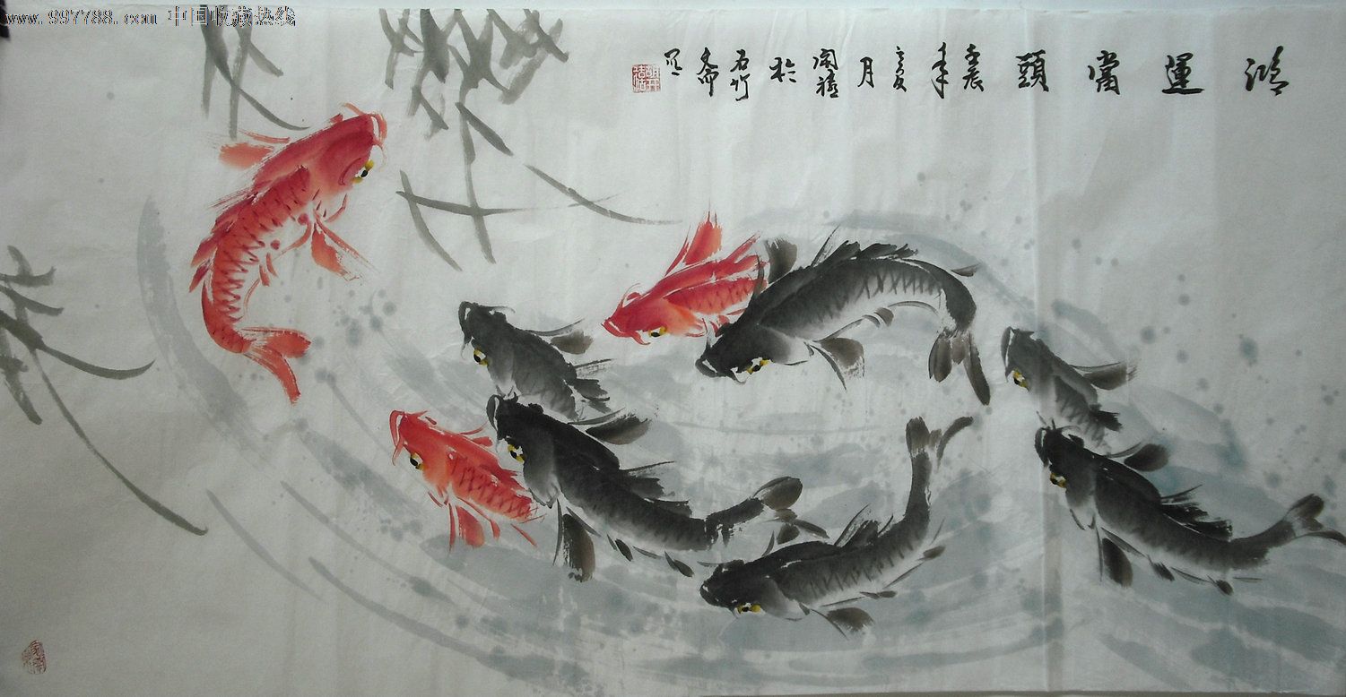胡开禧花鸟-鱼_花鸟国画原作【一笑书画斋】_第1张_7788字画网