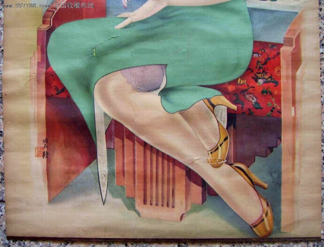 民国美女广告画《云想衣裳花想容》以民国著名