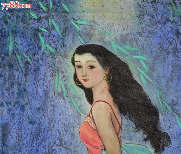 顾生岳夏荫,人物国画原作,仕女画原画,工笔重彩画法,九十年代(20世纪)