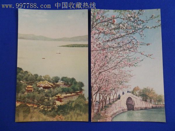 五十年代彩色风景画片《太湖》景点明信片4张(有封套)