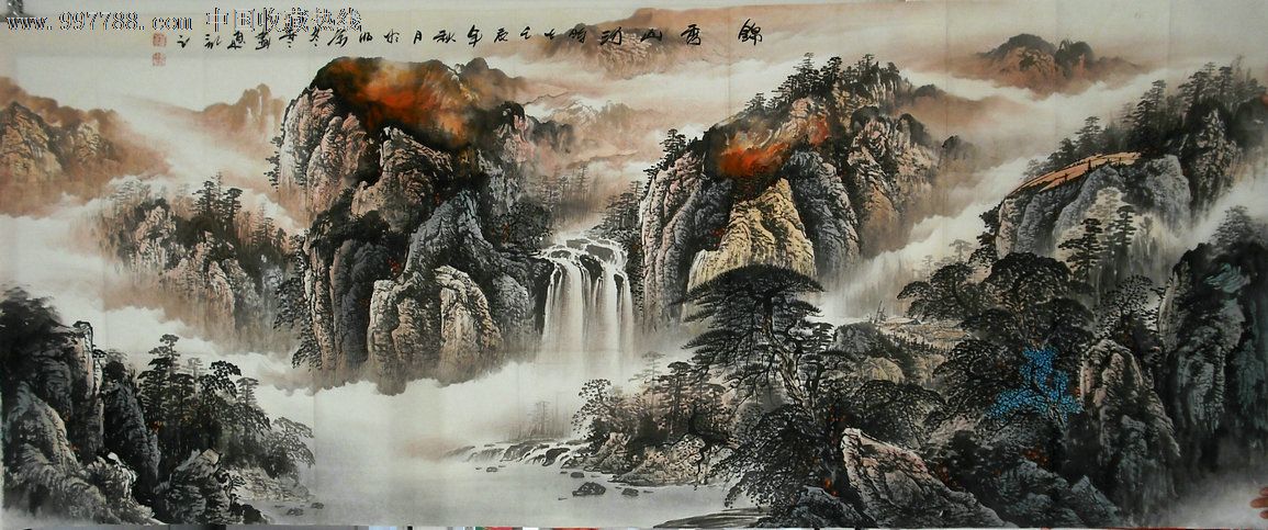 赵冬雪巨幅山水画锦绣山河98*240厘米_山水国画原作【一笑书画斋】_第