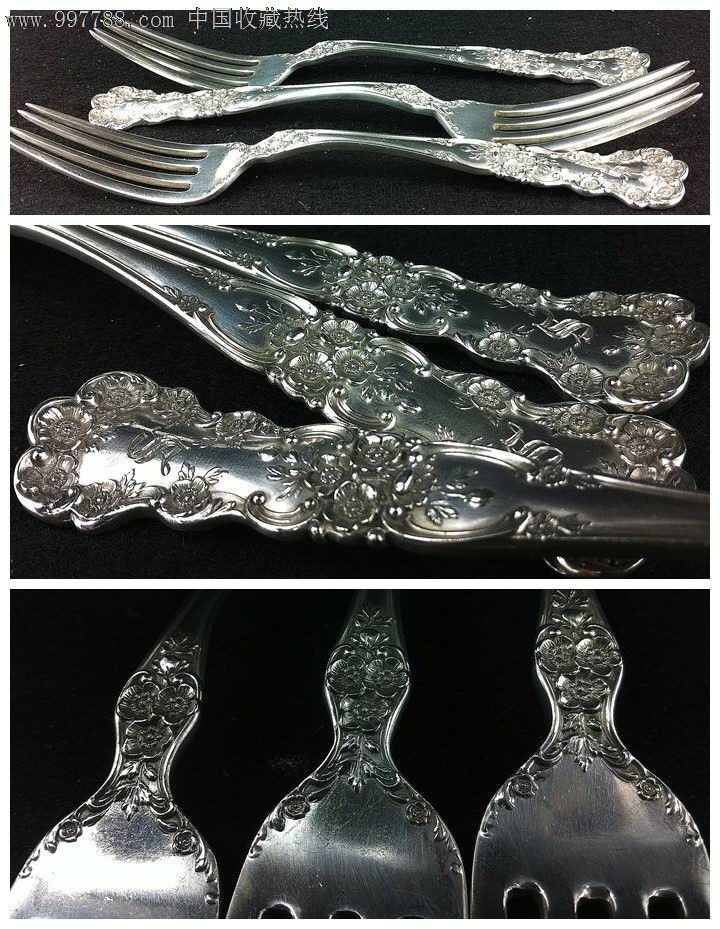 【古董银器】美国gorham纯银餐具(餐刀,餐叉,餐勺)1900年