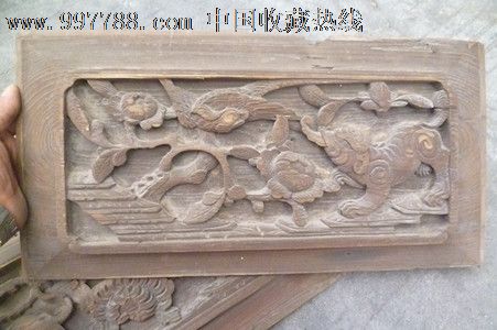 保真清朝时期实木浮雕镂空花鸟动物老木房子上的雕板4块一套(没上漆)