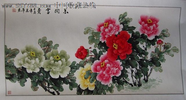 国色天香_花鸟国画原作【富祥阁洛阳牡丹国画】_第4张_7788字画网