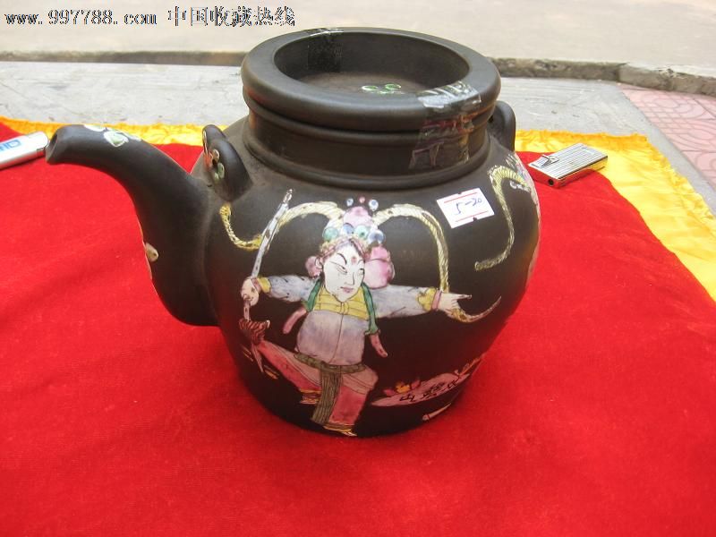 民国早期粉彩豫丰商号紫砂大茶壶(完美品相)