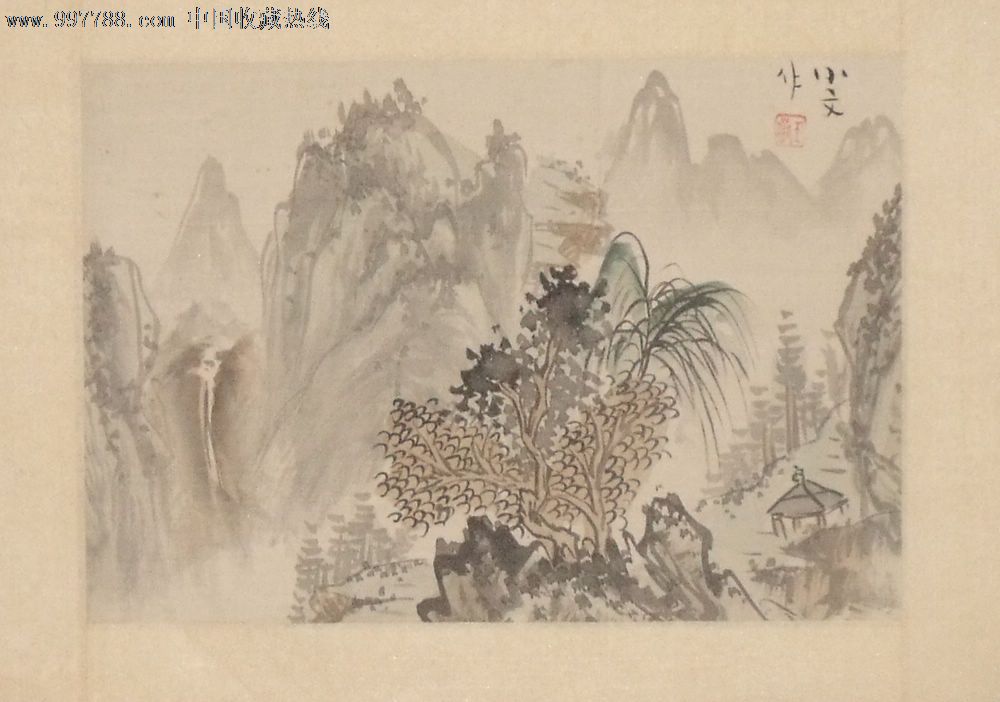 升星[虞山画派]70年代锦绫裱*绢本册页d19