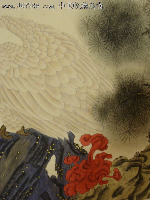 原裱湛如马晋款工笔"松下飞禽图"立轴,古松苍翠有节,溪水灵芝山石,饶