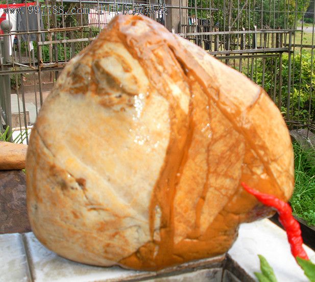 双色黄大寿桃,黄蜡石\/蜡石,晶蜡,江西,原生观赏