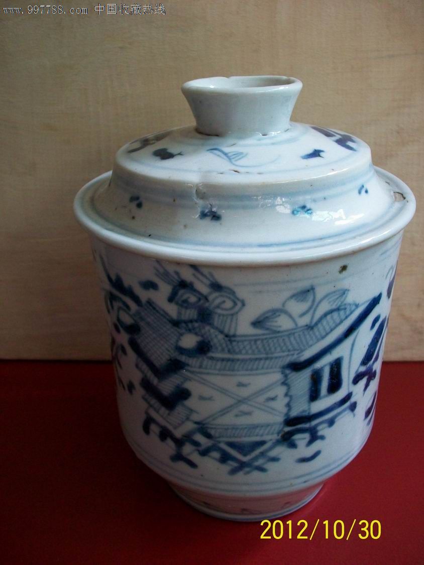 清末青花茶叶罐