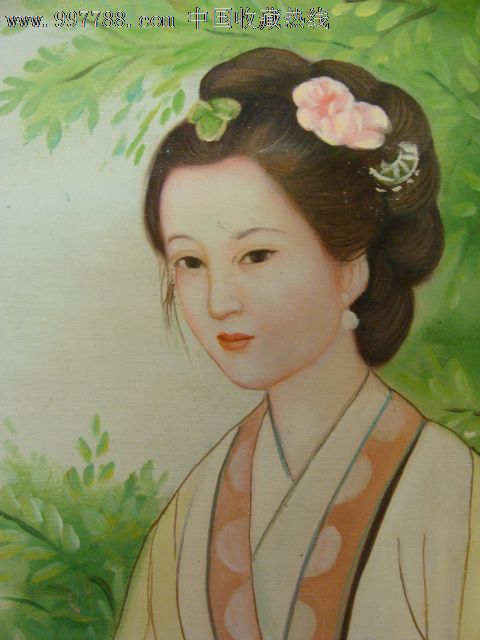 江西画院出仕女油画"佳丽伤春",画法融油画和工笔一炉,女子如黛玉