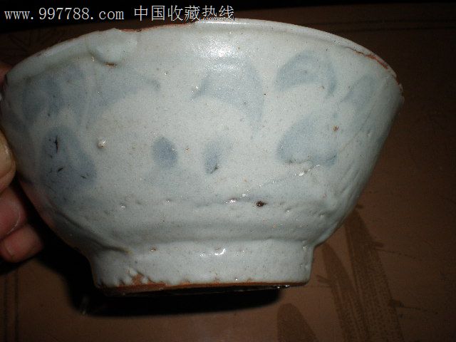明朝.豆青釉青花碗_价格100.