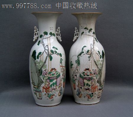 民国细路名店松林阁300件粉彩人物大瓶一对--大开门