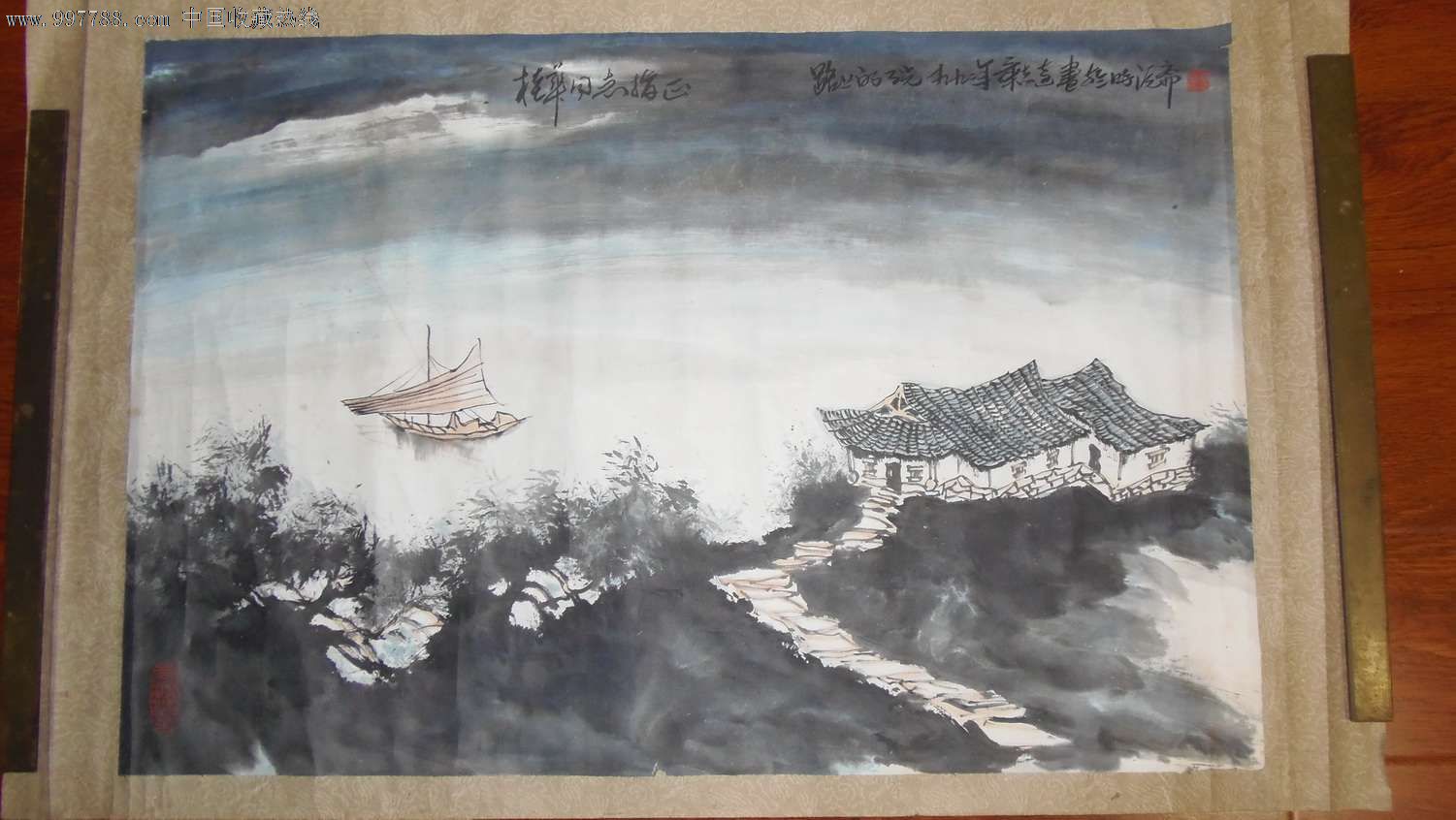 国家高级美术师,中国山水画家章志远.国画山水一幅简裱多图