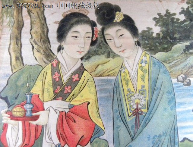 ㊣■江东二乔.东风不与周郎便,铜雀春深锁二乔。■---民国精品画,年画\/宣传画,绘画稿印刷,年画,国画,民国,单张(单图),其他开张,仕女\/美女,纸质,出版社不详,se14732160,零售,7788收藏__中国收藏热线