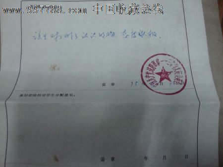 1975年中学毕业生登记表【有照片,个人总结(货