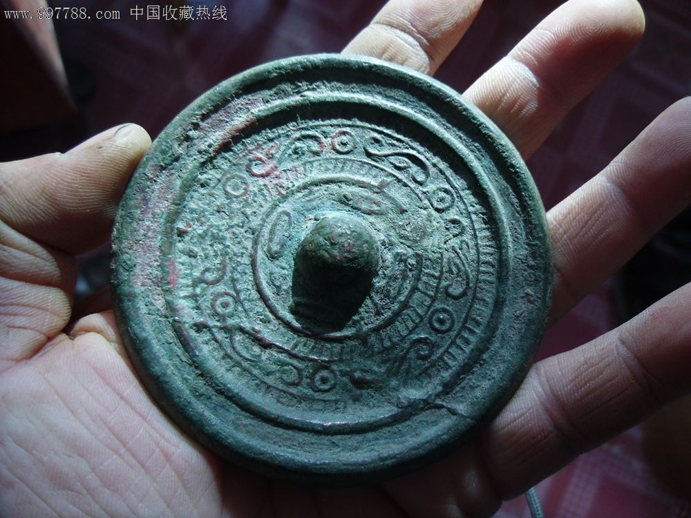 宋代铜镜,铜镜,辽金宋,青铜,圆形,其他纹饰,无铭文,其他钮形,中(14cm