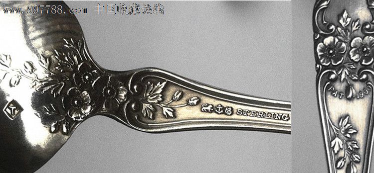 【古董银器】美国1900年gorham纯银勺子2把共重44.6克