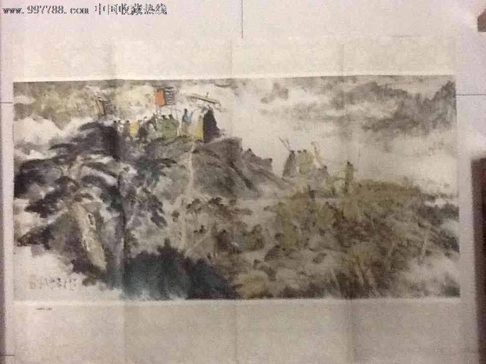 著名画家颜梅华画十面埋伏三大张的漫画倒贴图片