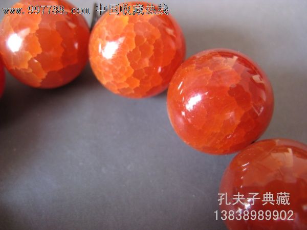 天然老玛瑙冰裂玛瑙南红手串柿子红手链20mm圆珠男士款