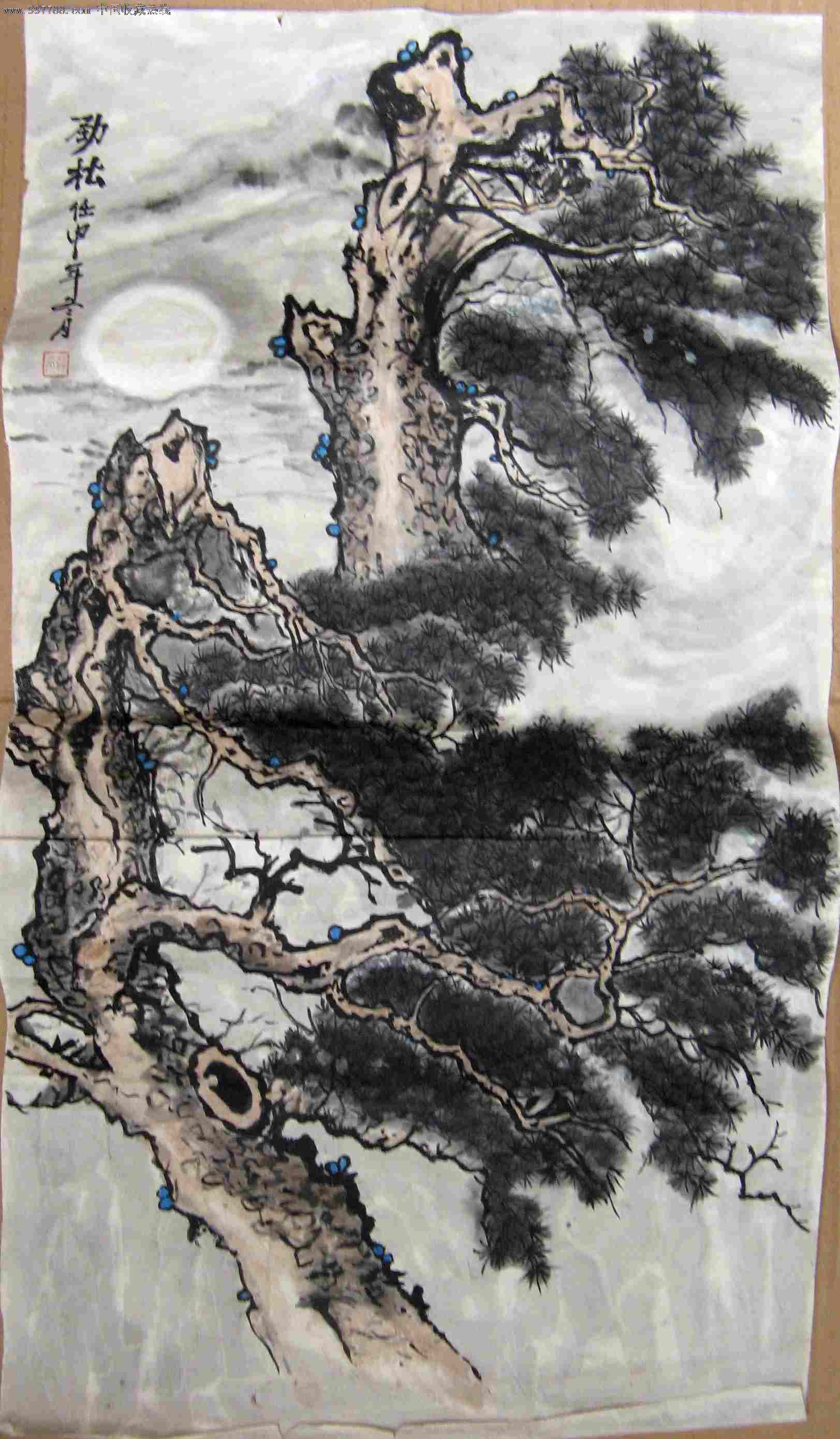 画得不错的二尺条幅松月画《劲松-se15565212-花鸟国画原作-零售