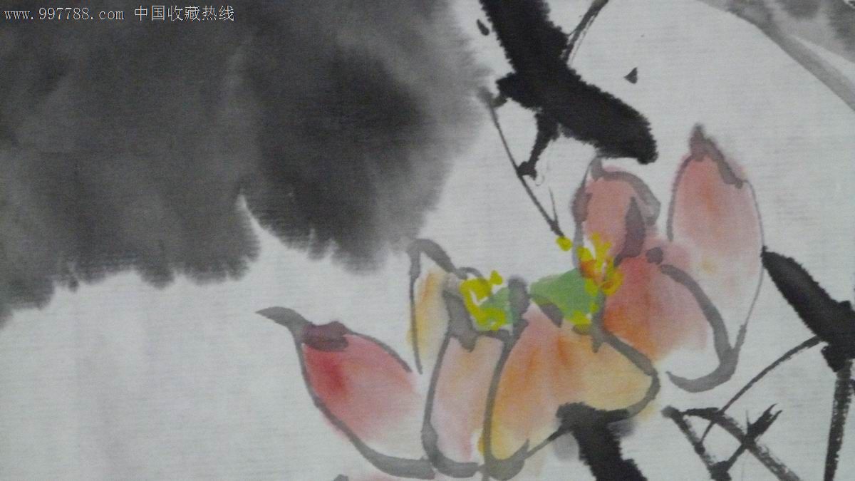 写意中国画荷花《晴霞》