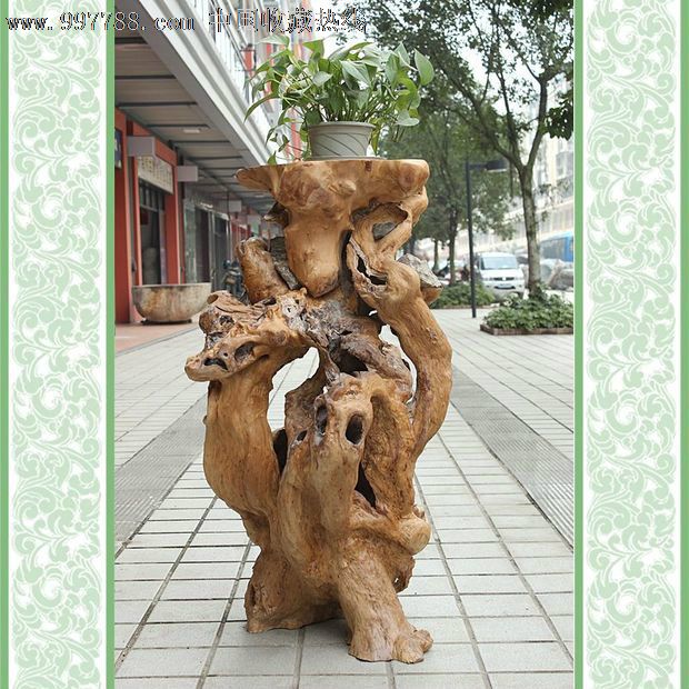 送礼佳品/天然根雕奇石/紫薇木根抱石/根艺摆件花架花台yw341