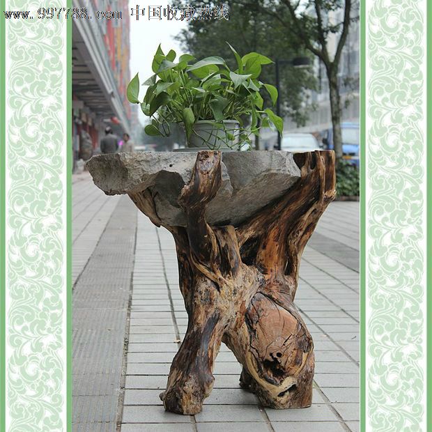 送礼佳品/天然根雕奇石/老糠木根抱石/根艺摆件花架