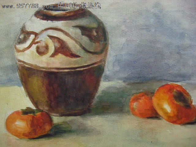 油画家董钢作品—水彩画之4《陶罐(签名"董钢79.11.2)