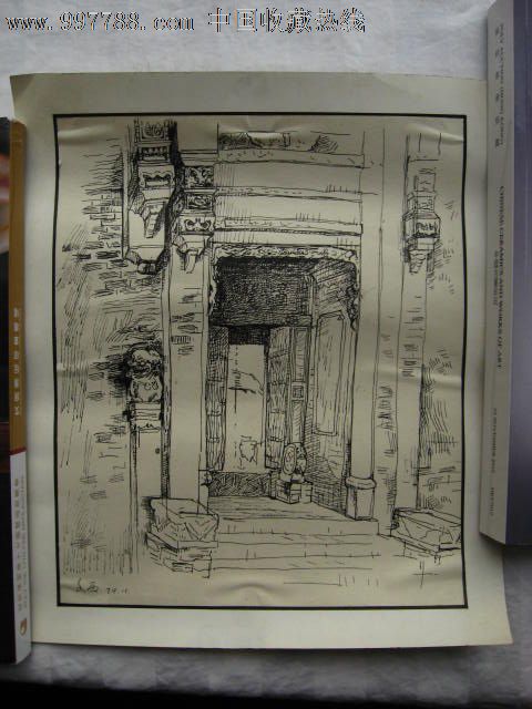 珍罕老素描《砖雕门楼》(签名:文西)-se15909217-素描/速写-零售-7788