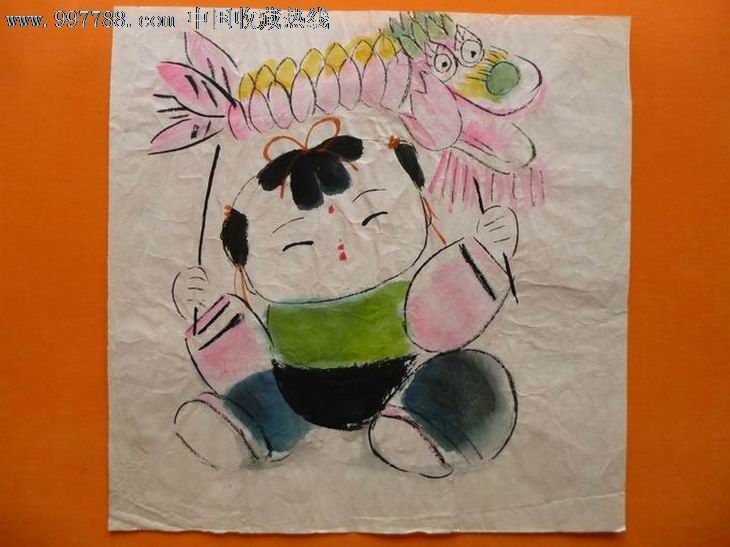 武强年画原稿《舞龙》