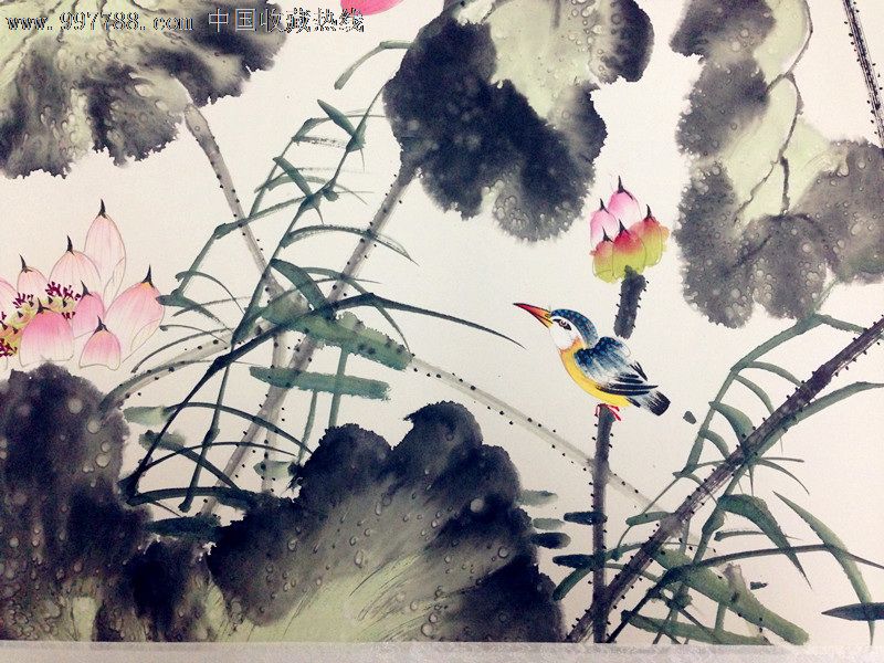 名家花鸟国画原作荷塘清香