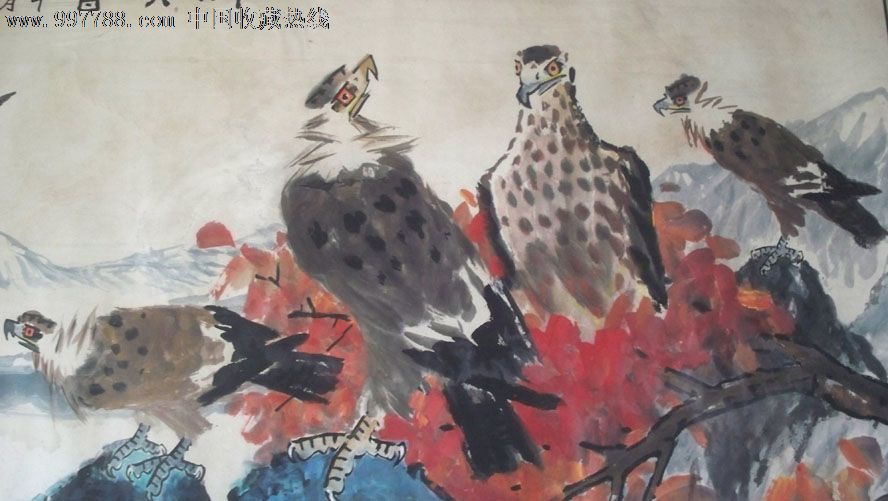 北京画院专职画家田零(青望"群英会(3*6尺大幅)彩墨画,山水国画原作