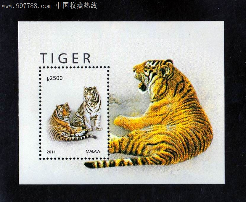 1.扫描仪扫描出的图片可能效果不太好,但我可以保证每套邮票都是:全新,原胶,上品!马拉维2011年"濒危保护动物--东北虎"小型张A全新马拉维2011年6月26日发行,小型张全新.邮票图案:濒危保护动物--东北虎.精美绝伦,令人爱不释手!2.本店主是**四钻石级卖家,好评率100%,信誉卓著,请放心购买!有问题的朋友请留言,我会第一时间回复的。欢迎点击我的店铺名"平价外邮超市"光临我的店铺:中国收藏热线--平价外邮超市(,://,997788,/134